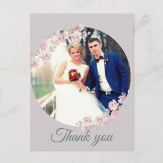 Rustic Floral Grey Thank You Card