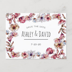 Rustic Floral Handwritten Save The Date Postcard