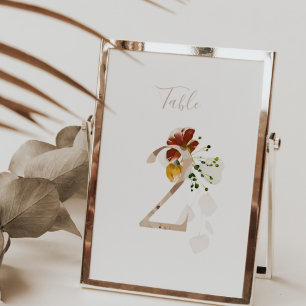 Rustic Floral Handwritten Script 2 Wedding Table Number