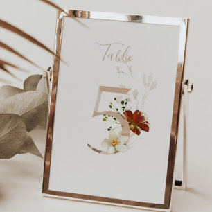 Rustic Floral Handwritten Script 5 Wedding  Table Number