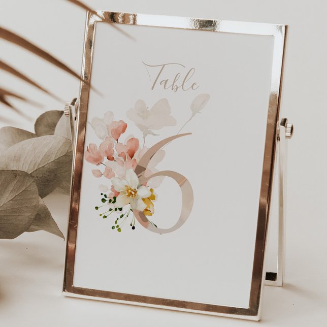 Rustic Floral Handwritten Script Wedding  Table Nu Table Number (Creator Uploaded)