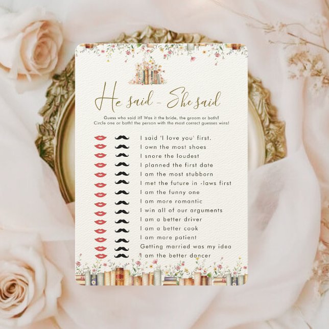 Rustic Floral He Said She Said Bridal Shower Game (Creator Uploaded)