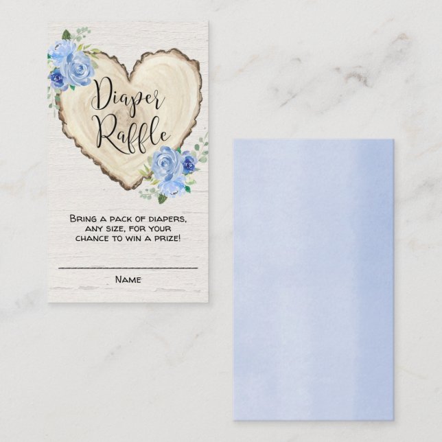 Rustic floral heart boy diaper raffle cards (Front/Back)