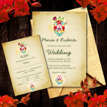 Rustic Floral Heart Mexican Wedding RSVP Enclosure