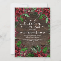 Rustic Floral Holly Ivy Wood Corporate Holiday