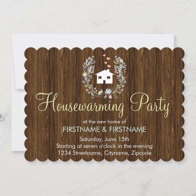 Rustic Floral Housewarming Party Invitations (Front)
