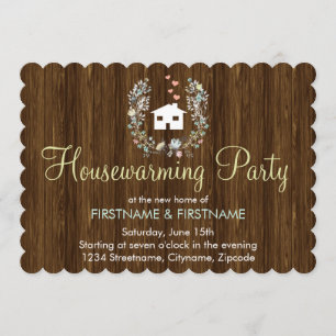 Rustic Floral Housewarming Party Invitations