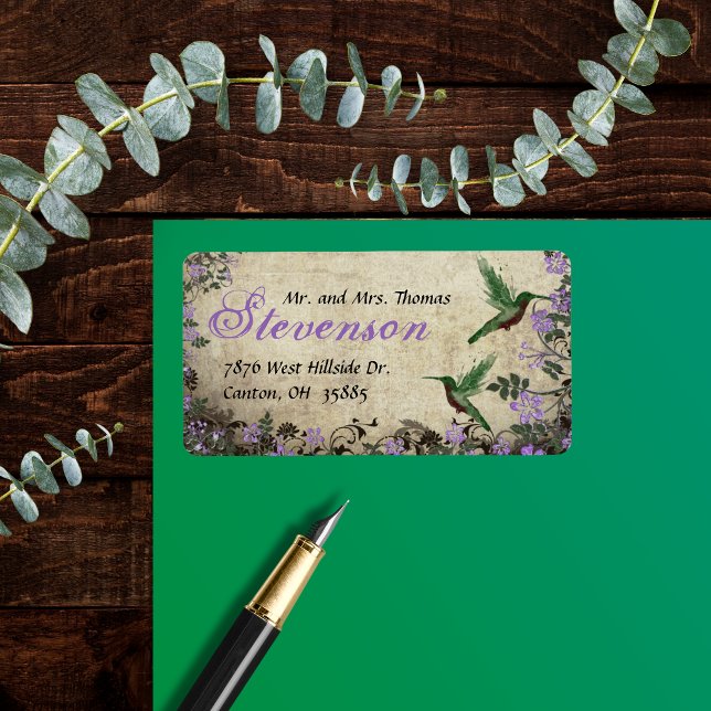 Rustic Floral Hummingbirds Address Label (Hummingbirds Address Label)
