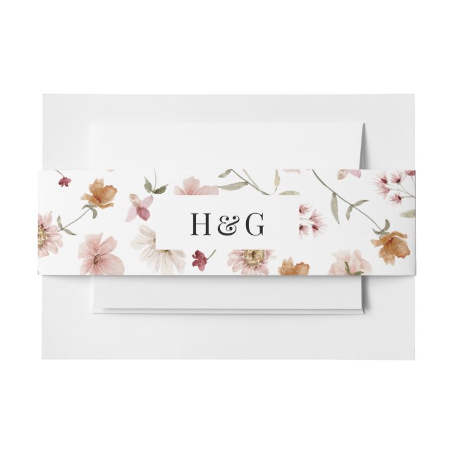 Rustic Floral Invitation Belly Band (Front Example)