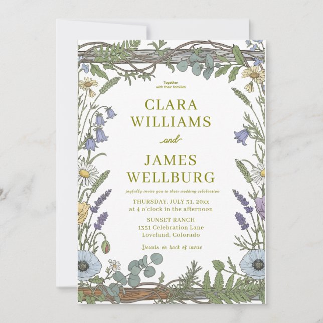Rustic Floral Invitation Template – Wildflowers &  (Front)
