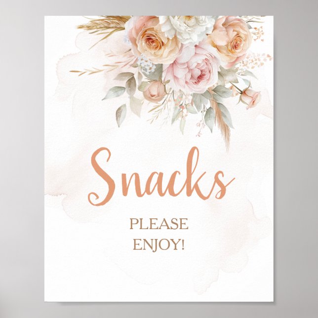 Rustic Floral Isn't She Onederful Birthday Snacks Poster (Front)