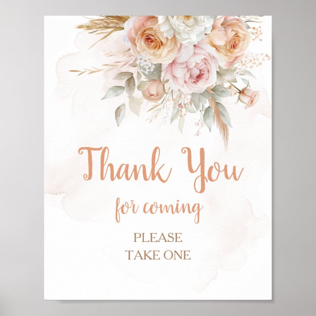 Rustic Floral Isn't She Onederful Thank You Poster (Front)