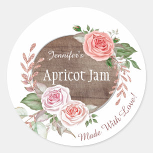 Rustic Floral Jelly Jam Custom Jar Baking Bakery Classic Round Sticker