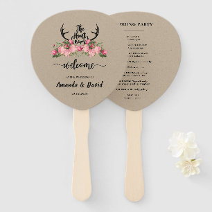 Rustic Floral Kraft Hunt is Over Wedding Hand Fan