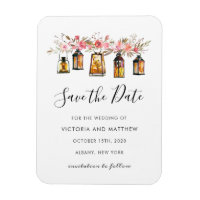 Rustic Floral Lantern Wedding Save the Date