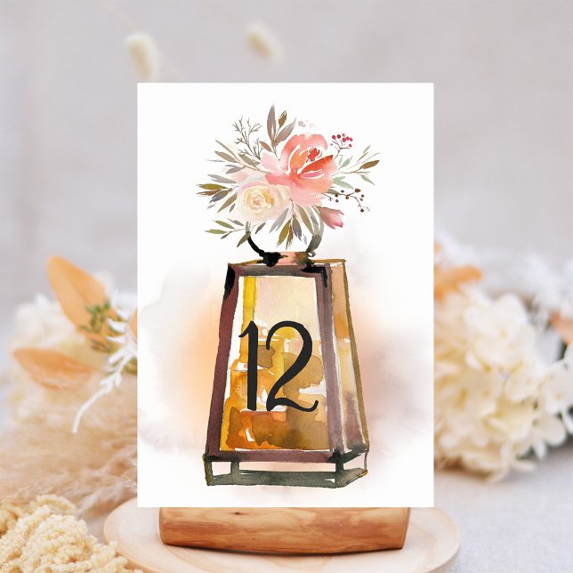 Rustic Floral Lantern Wedding Table Number (Creator Uploaded)