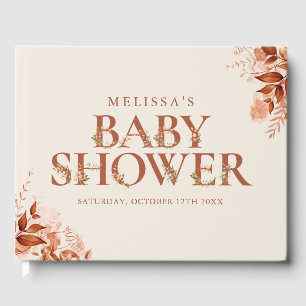 Rustic Floral Letter Autumn Fall Baby Shower Guest Book