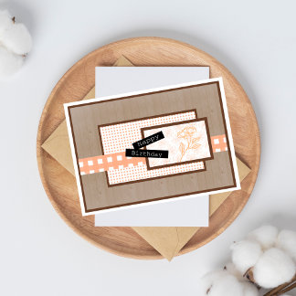 Rustic Floral Light Orange Birthday Card