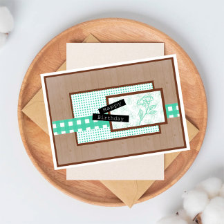 Rustic Floral Light Turquoise Birthday Card