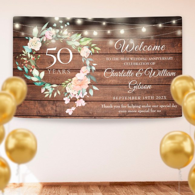 Rustic Floral Lights 50th Anniversary Welcome Banner (Creator Uploaded)