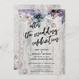 Rustic Floral Lights After the Wedding Celebration Invitation
