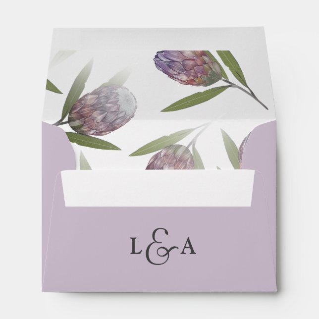 Rustic Floral Lilac Purple  Wedding Envelope (Back (Bottom))