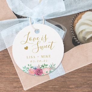 Rustic Floral Love is Sweet Wedding Favour Tags