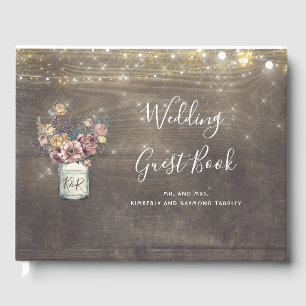 Rustic Floral Mason Jar Barn Wedding Guest Book