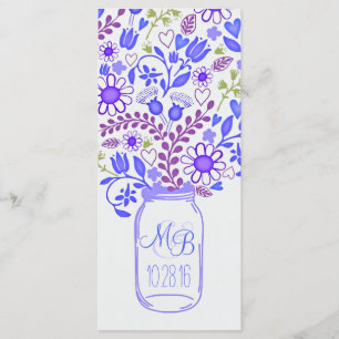 rustic floral mason jar blue wedding programs programme