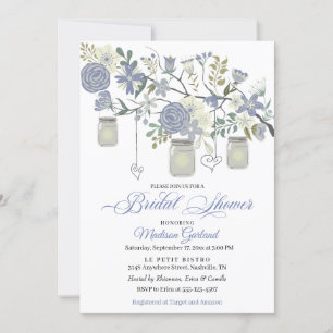 Rustic Floral Mason Jar Bridal Shower Invitation