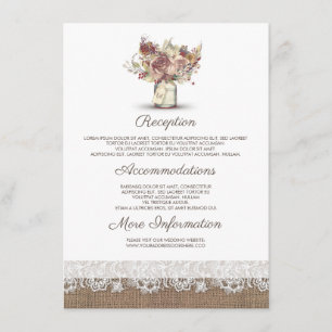 Rustic Floral Mason Jar Wedding Information Guest Enclosure Card