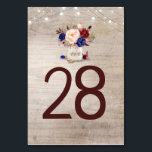 Rustic Floral Mason Jar Wedding Table Number Cards<br><div class="desc">Burgundy,  navy blue and blush flowers mason jar rustic Table Number Cards</div>