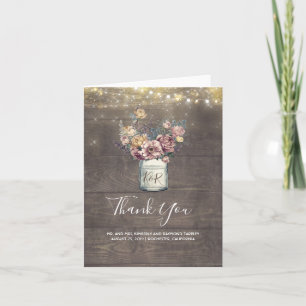 Rustic Floral Mason Jar Wedding Thank You