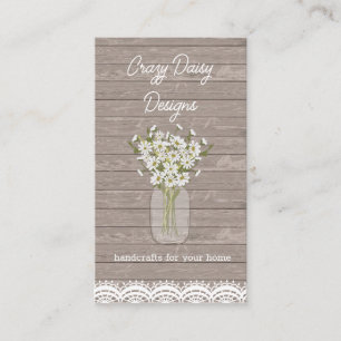 Rustic Floral Mason Jar Wood  Business Card
