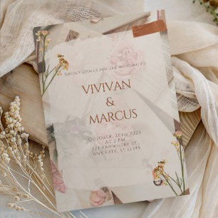 Rustic Floral Meadow Wedding Party- Invitation
