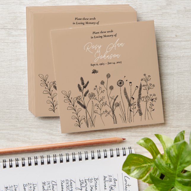 Rustic Floral Memorial Seed Envelope (Stacked)