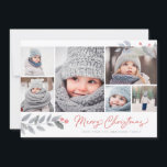 Rustic Floral Merry Christmas Multi-Photo Collage Holiday Card<br><div class="desc">This whimsical and festive 6 photo holiday card features a photo collage,  florals and says Merry Christmas in modern brush script. Comes with a matching pattern on the back.</div>