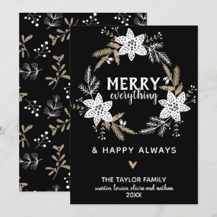 Rustic Floral Merry Everything Christmas Holiday Card