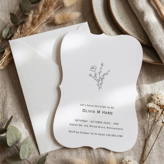Rustic Floral Minimalist Bridal Shower Invitation (Creator Uploaded)