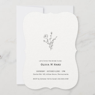 Rustic Floral Minimalist Bridal Shower Invitation