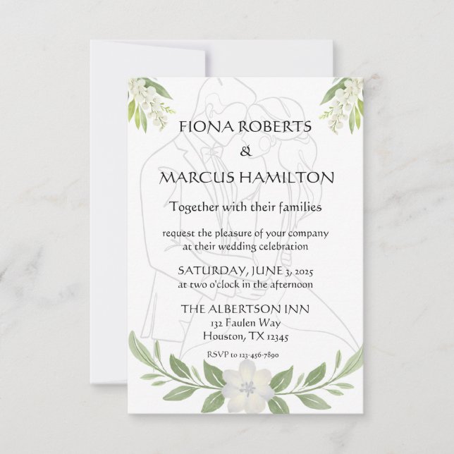 Rustic Floral & Minimalist Elegant Wedding RSVP (Front)