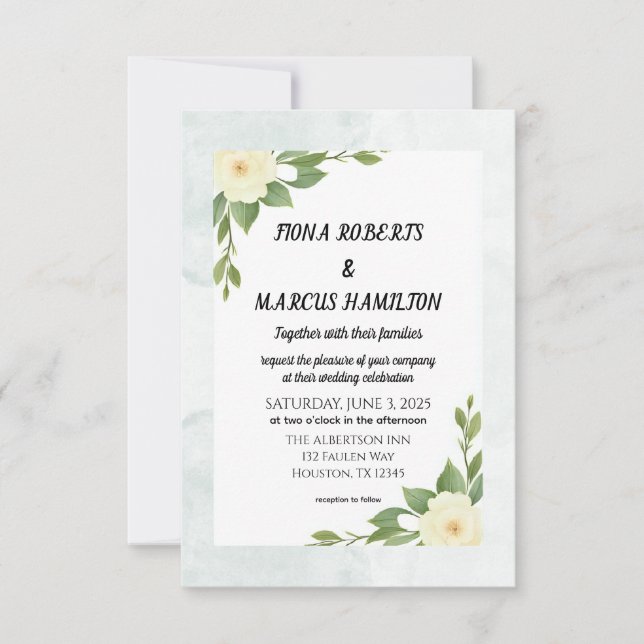 Rustic Floral & Minimalist Save the Date Card (Front)