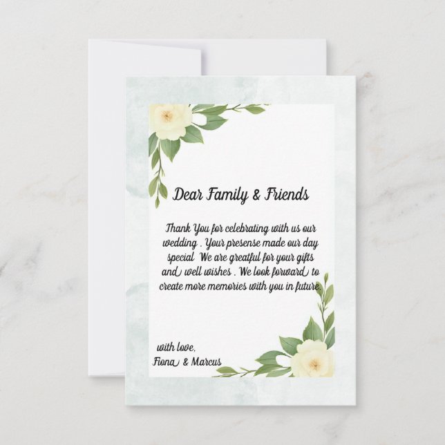 Rustic Floral & Minimalist Thank You Card (Front)
