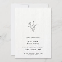 Rustic Floral Minimalist Wedding Invitation