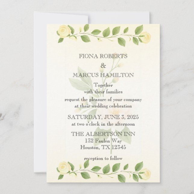 Rustic Floral Minimalist Wedding Invitation (Front)