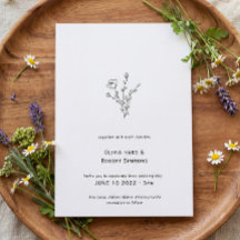 Rustic Floral Minimalist Wedding Invitation