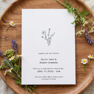 Rustic Floral Minimalist Wedding Invitation