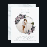 Rustic Floral Mint Framed Photo & Calligraphy Save The Date<br><div class="desc">Rustic Floral Framed Photo & Calligraphy Save the Date Cards. This design is sweet, elegant, and romantic. With faux metallic Mint Eucalyptus Green foil text and marble texture on the back side. Personalise it with your picture (you can even replace the marble back with your image). Wedding Save the Date...</div>