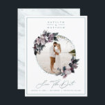 Rustic Floral Mint Framed Photo & Calligraphy Save The Date<br><div class="desc">Rustic Floral Framed Photo & Calligraphy Save the Date Cards. This design is sweet, elegant, and romantic. With faux metallic Mint Eucalyptus Green foil text and marble texture on the back side. Personalise it with your picture (you can even replace the marble back with your image). Wedding Save the Date...</div>