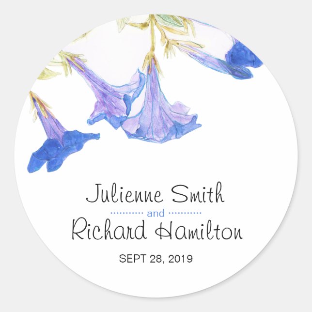 Rustic Floral Modern Botanical  Wedding Sticker (Front)